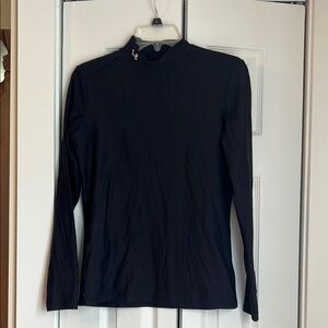 Under Armour Black Fitted Long Sleeve Tee with Mandarin Collar